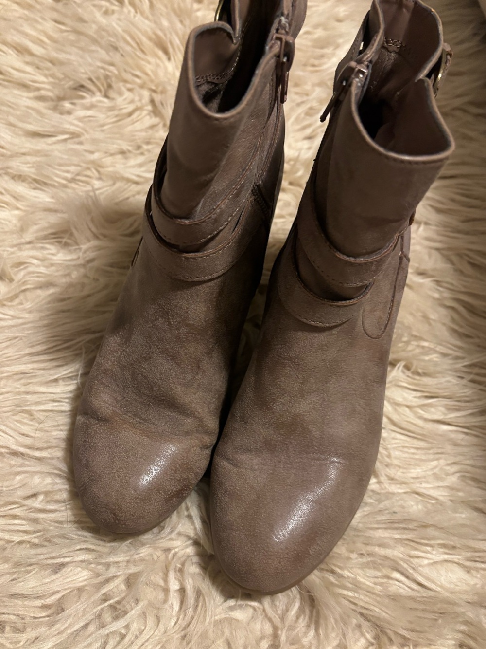 AEROSOLES Taupe Mid-Calf Ankle Boots